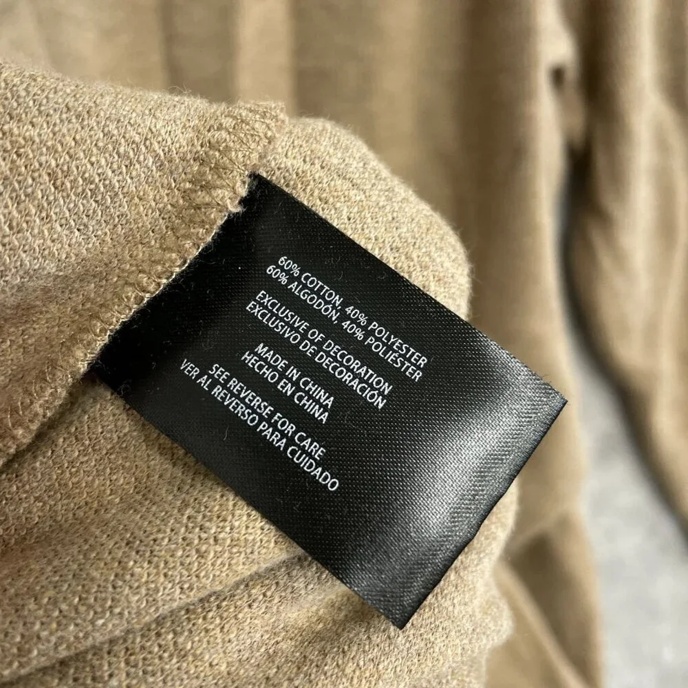NEW Banana Republic Men's XL Beige Waffle Quarter-Zip Pullover Sweater